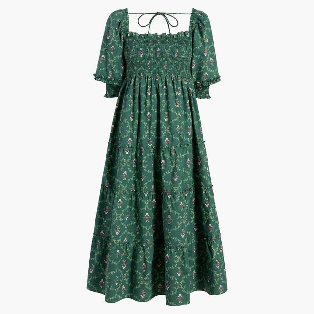 Nesli Nap Dress Emerald Trellis